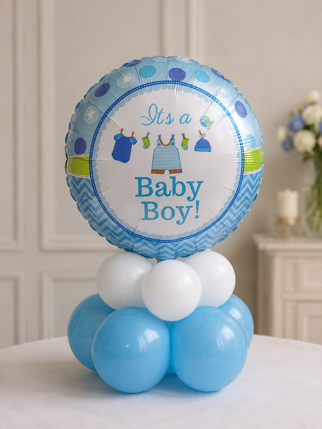 Its a boy- air filled  table centerpiece