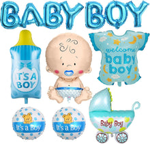 8 Pcs Baby Boy Balloons, Blue Baby Shower Balloons Decorations for Boy, Its A Boy Balloon