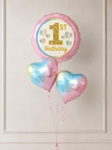 1st birthday pink pastel foil helium balloon