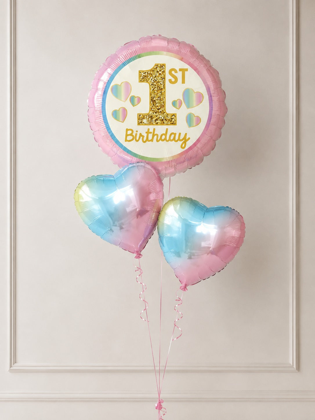 1st birthday pink pastel foil helium balloon