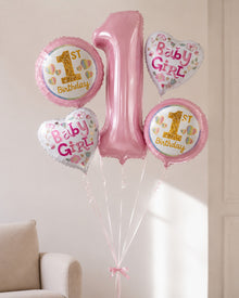 Pink first birthday foil helium balloon