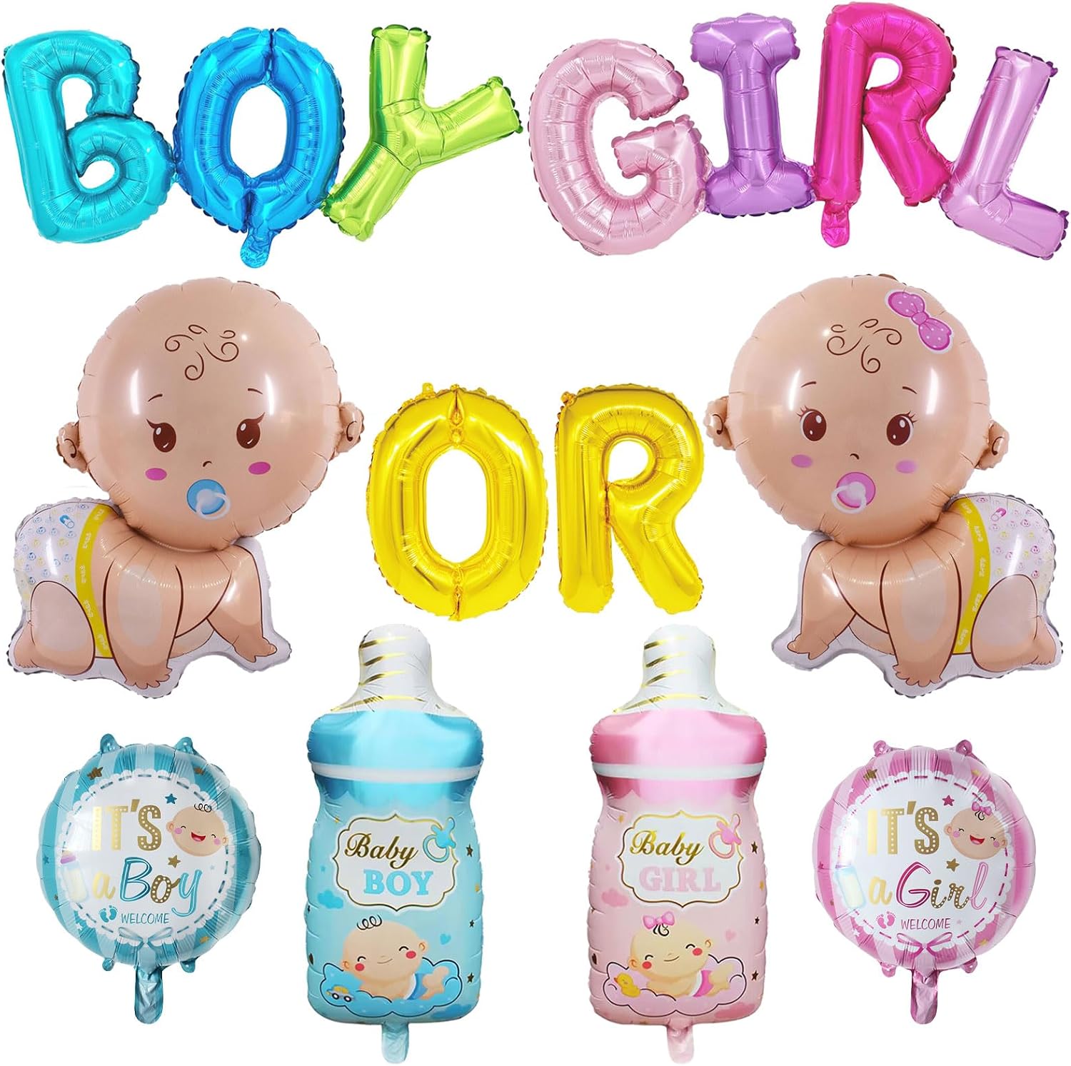 Boy or girl foil balloon set