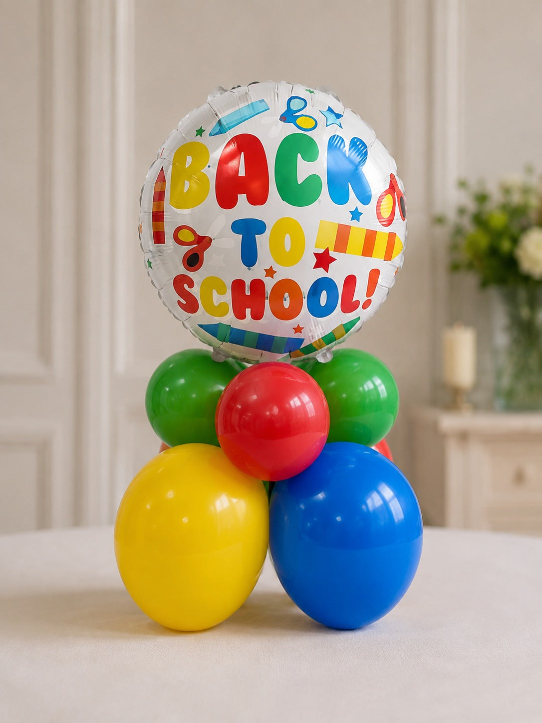 Back to school  air filled table center piece colorful