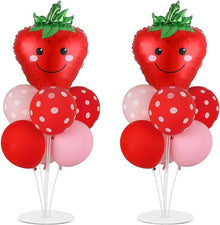 strawberry Balloon Stand Set Of 2 air filled and ready to use