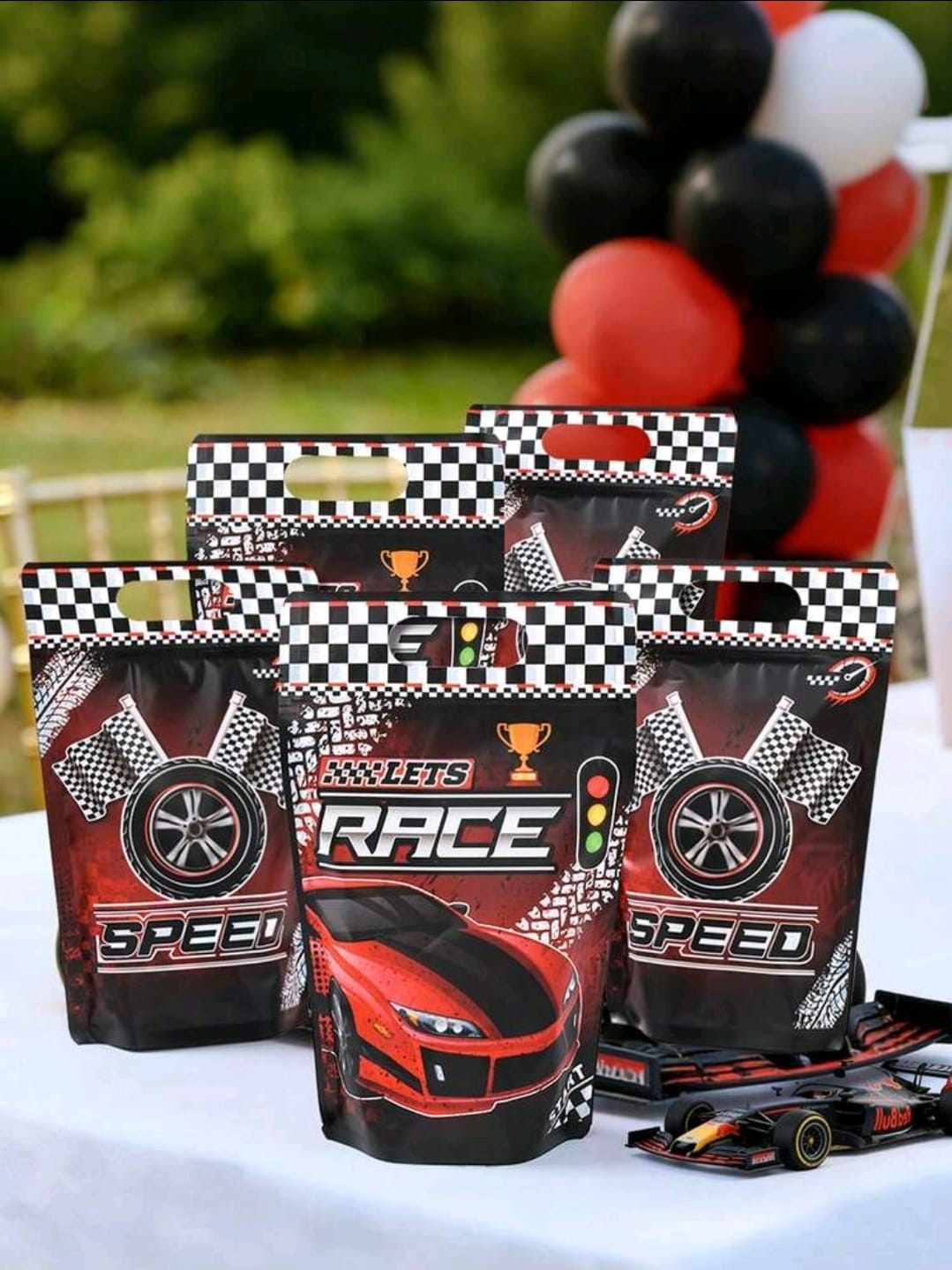 25pcs racing car theme stand up candy bags