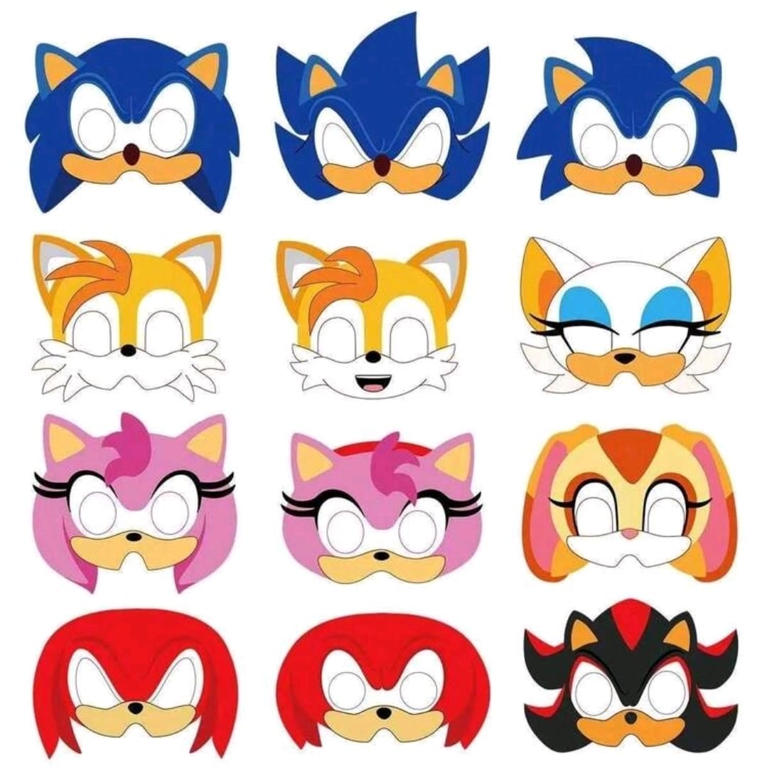 12 pcs sonic hedgehog facemask