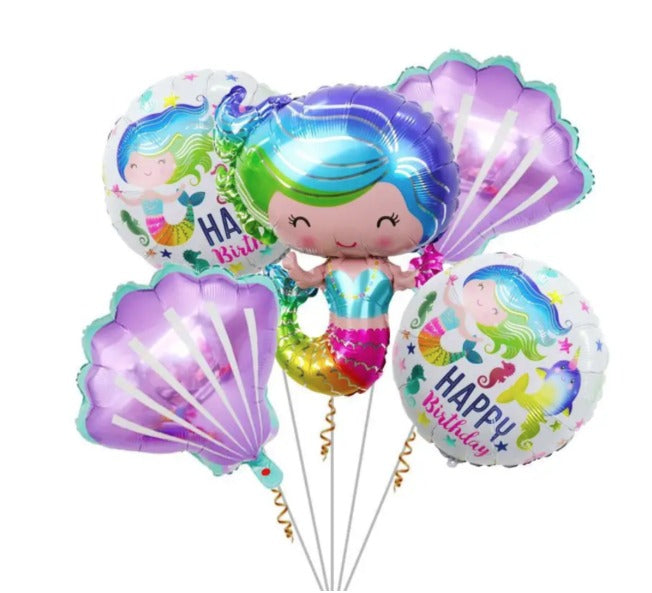 Mermaid Helium Filled Balloons 5Pcs