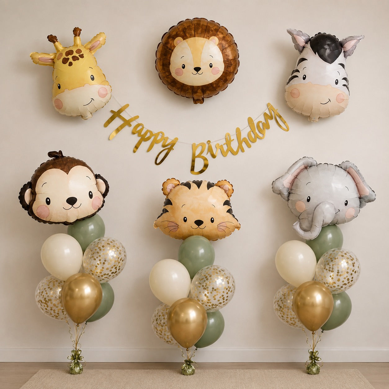 Jungle safari matte animal foil balloon decoration 25 pcs set