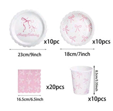 Bow theme  white with pink Bow tableware severs 10