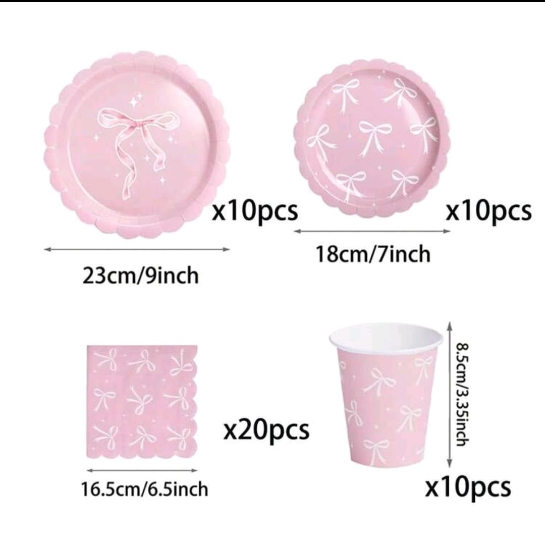 Bow theme  pink Bow tableware severs 10