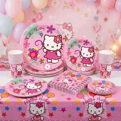 Hello kitty plate cup set serves 10