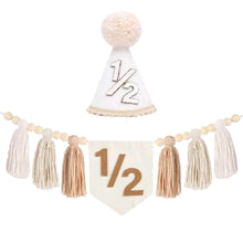 Half birthday party cap and banner combo