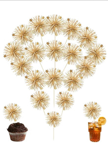 10 Golden firework style sparkle cake topper