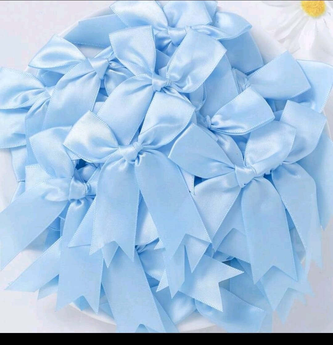 50pcs blue ribbon bow  8.5x 8.5 cm