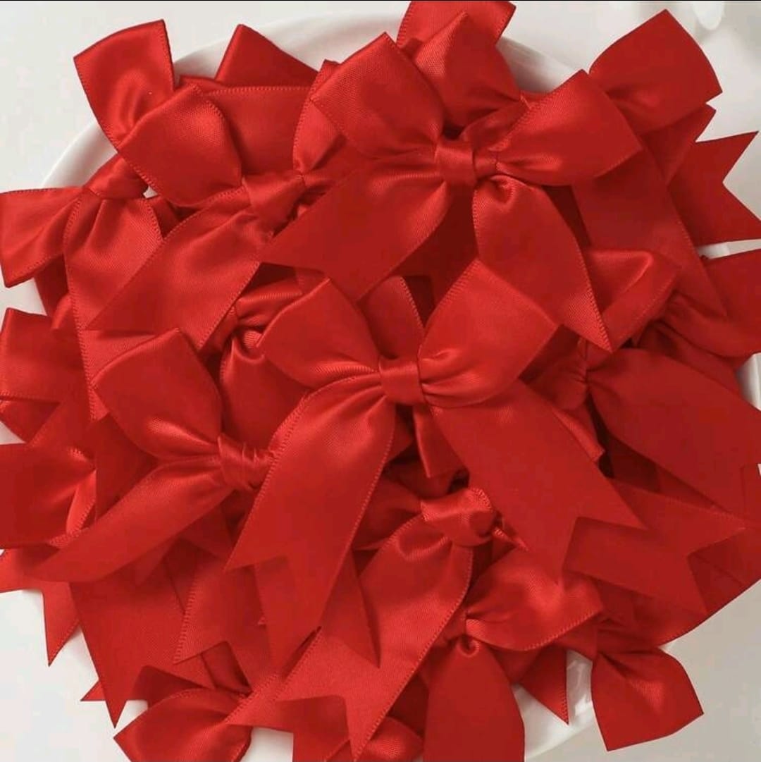 50pcs red ribbon bow  8.5x 8.5 cm
