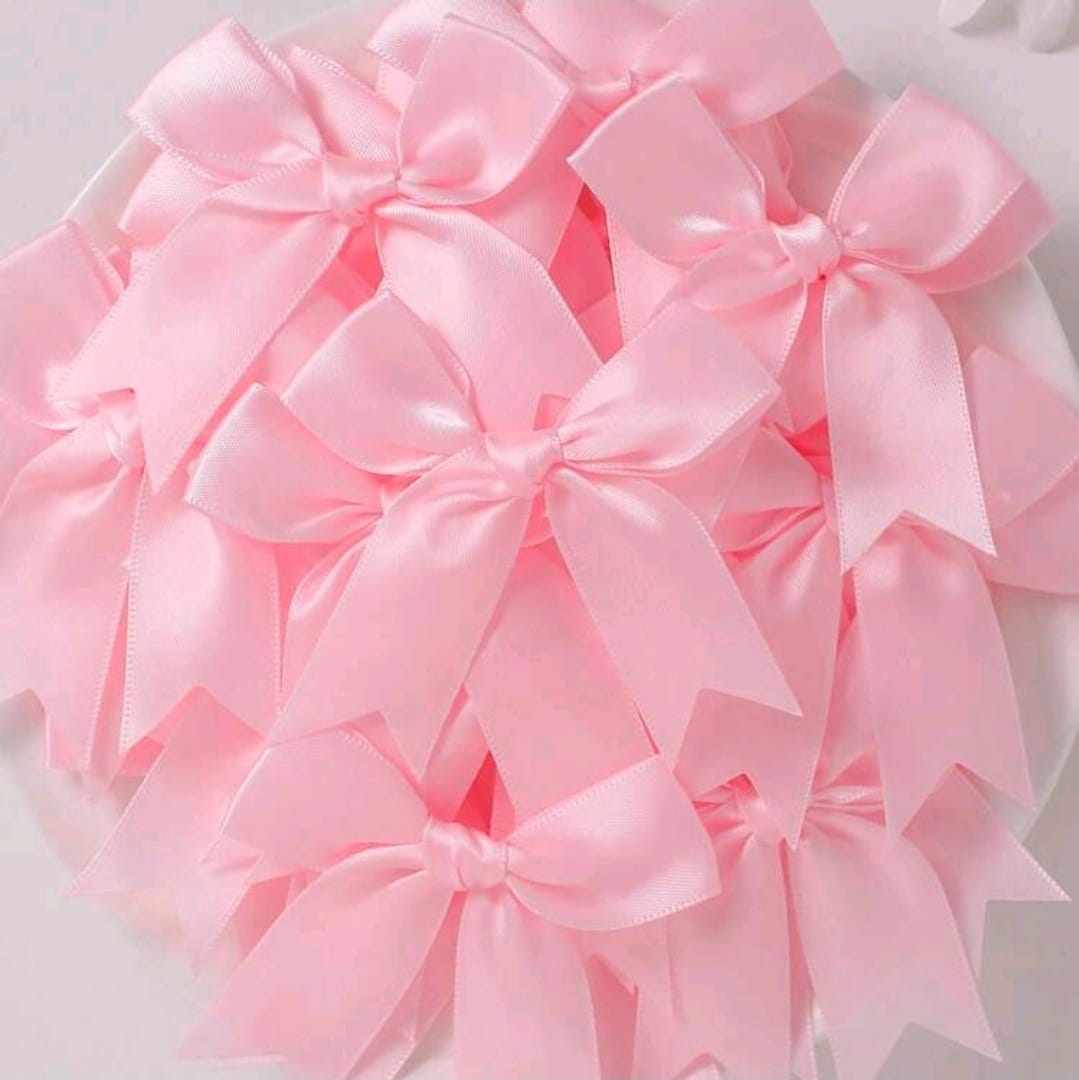 50pcs pink ribbon bow  8.5x 8.5 cm