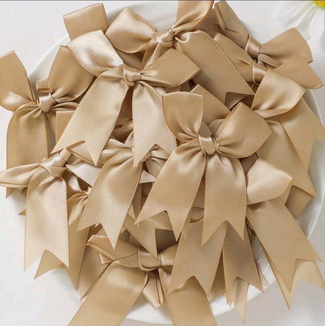 50pcs gold ribbon bow  8.5x 8.5 cm