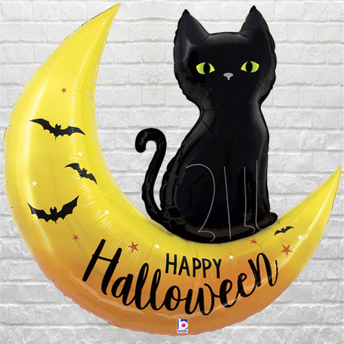 Spooky cat over the moon