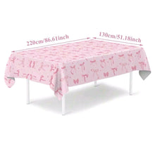 1pcs Pink Bow Pattern Tablecloth, Size 220*130cm PE Material Table Cover
