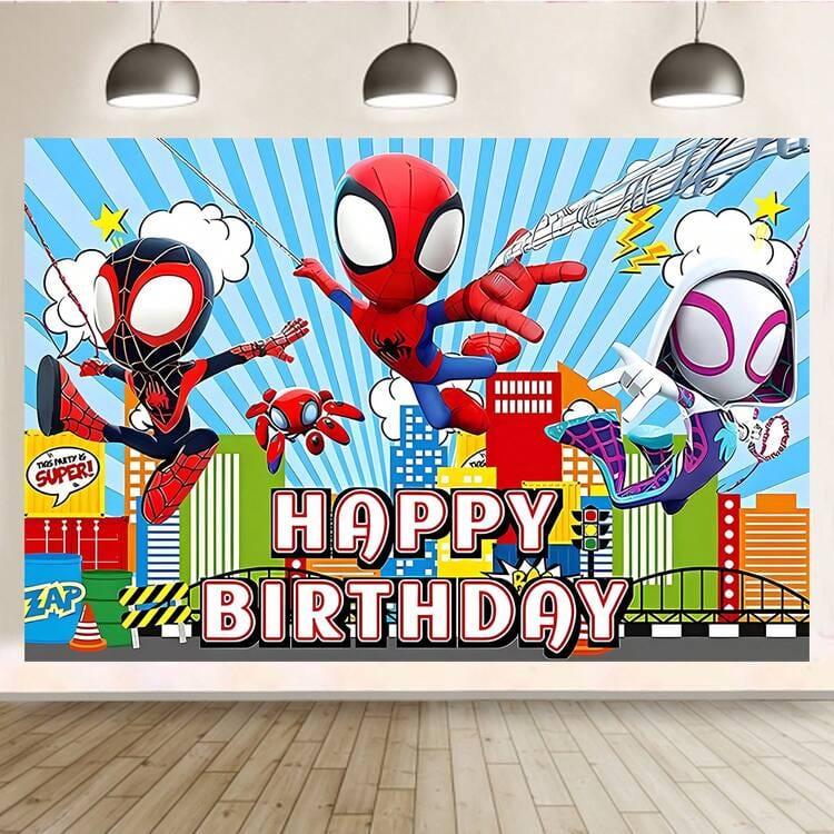 270x180 cm spiderman spidy and friends birthday poster