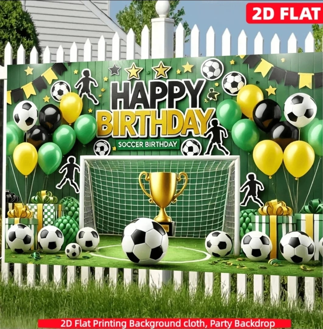 Football theme birthday backdrop poster   150x210 cm