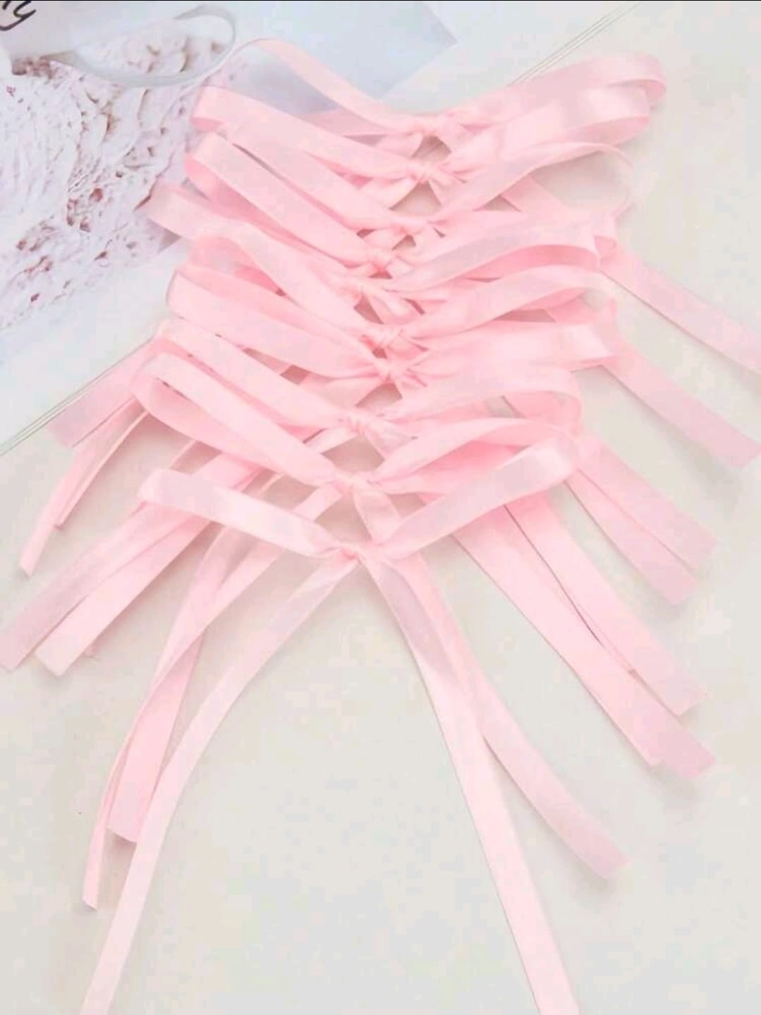 50pcs long ribbon bow pink