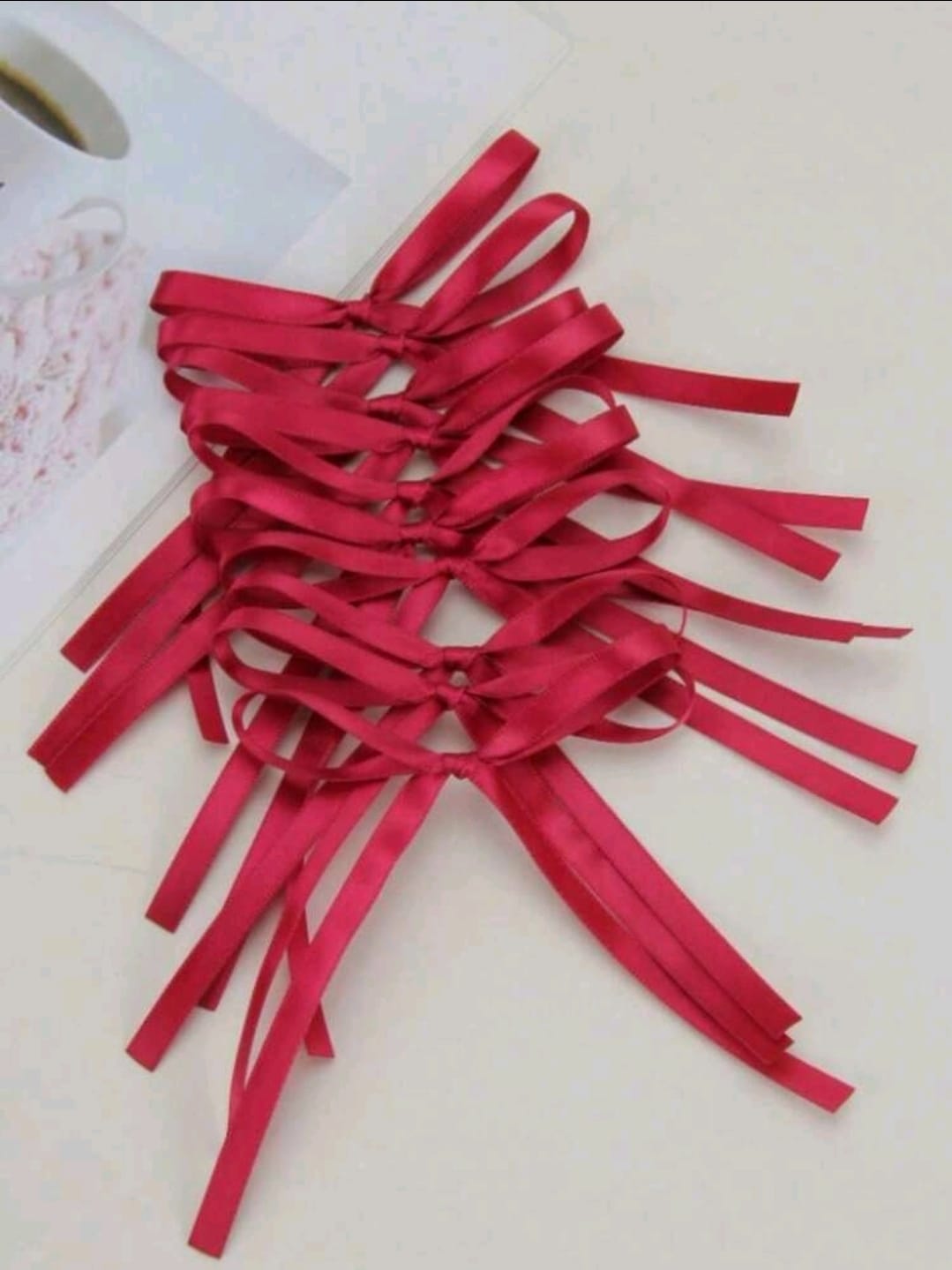 50pcs long ribbon bow Red