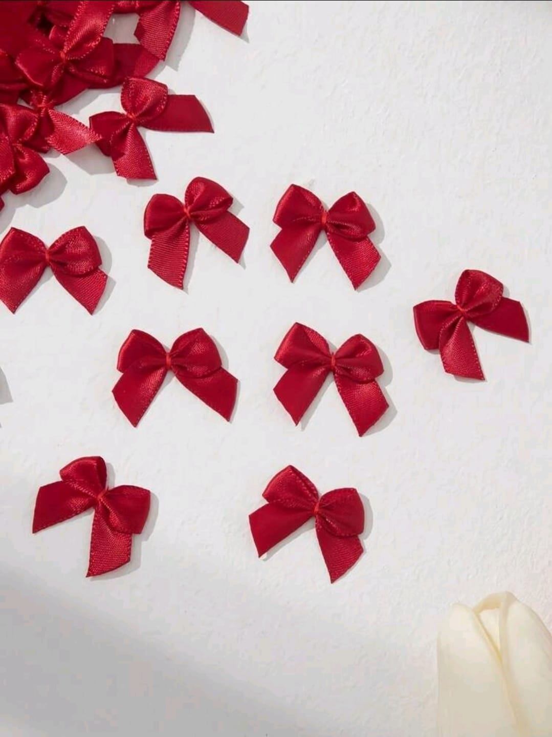 100pcs mini red satin ribbon 2.5 x 2.5cm