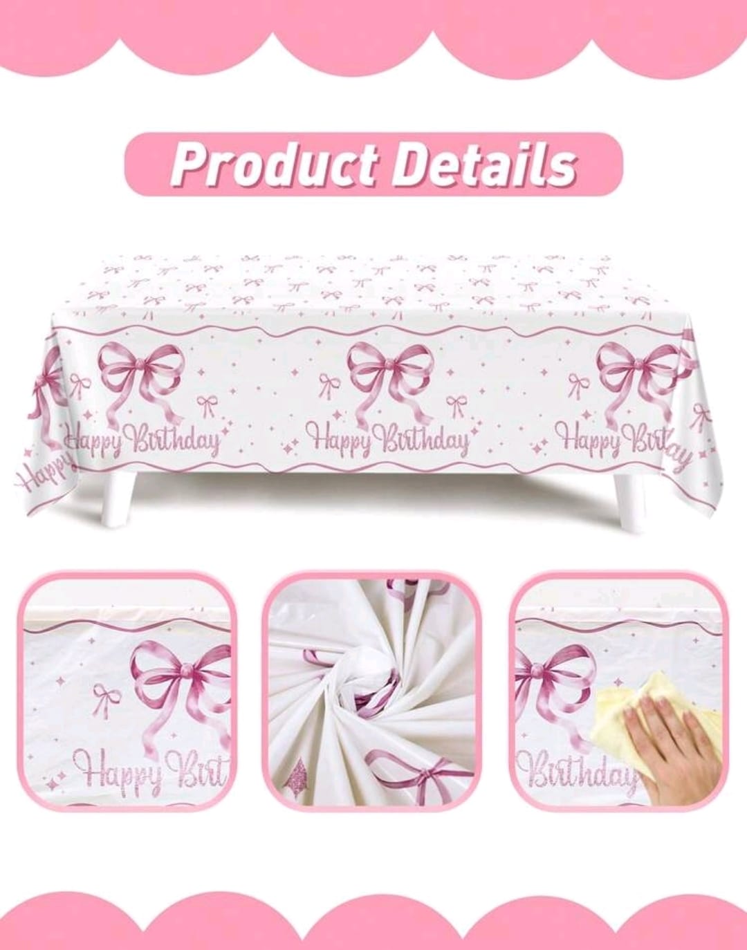 White bow table cover 220x130 cm