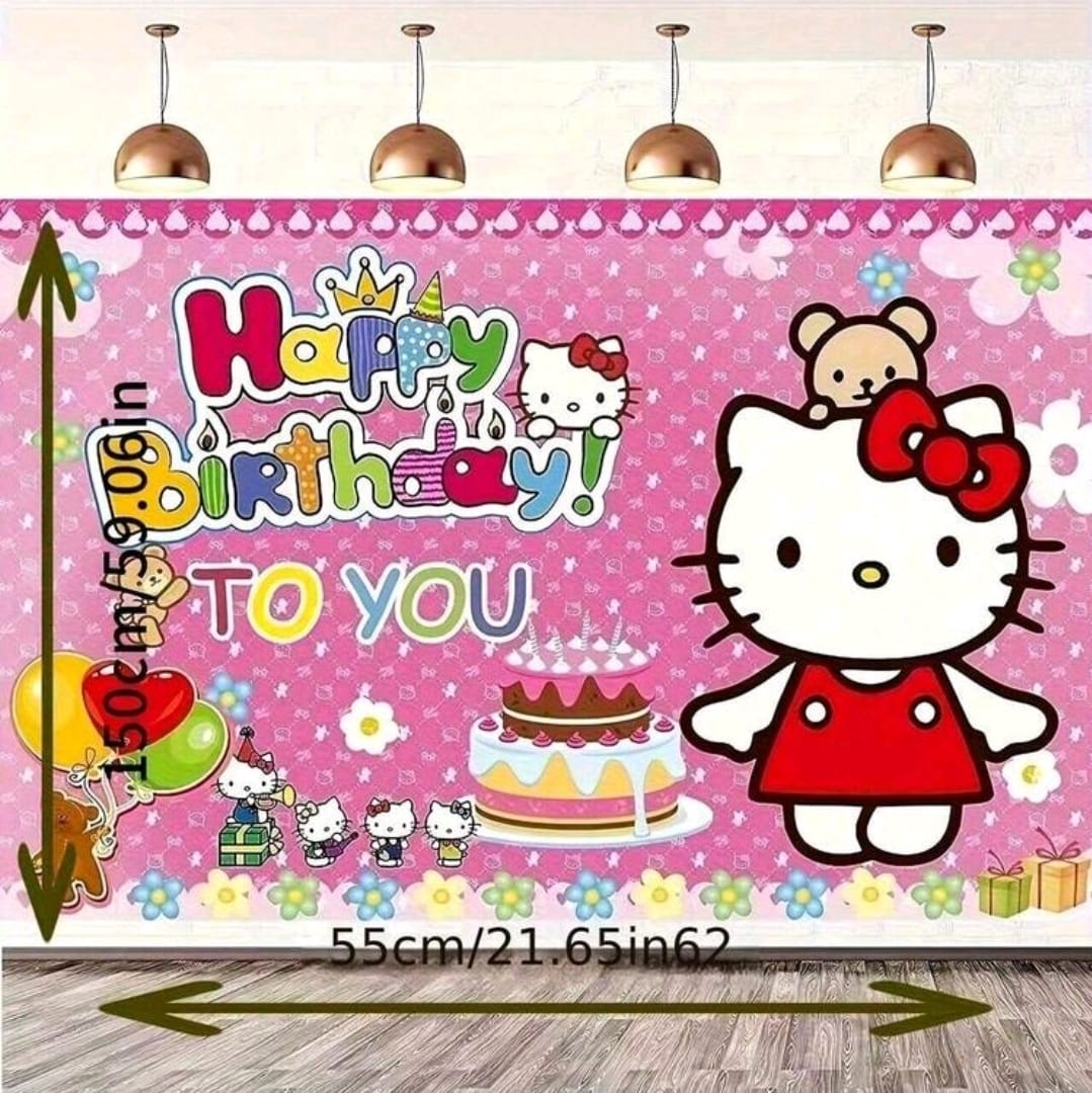 Colorful hello kitty birthday banner poster