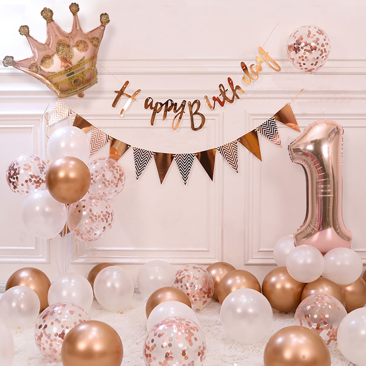 Rosegold Simple crown birthday decoration