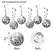 12 pcs Disco Party Decor 70s Disco Ball Hanging Swirls Streamer Silver Ceiling Decor