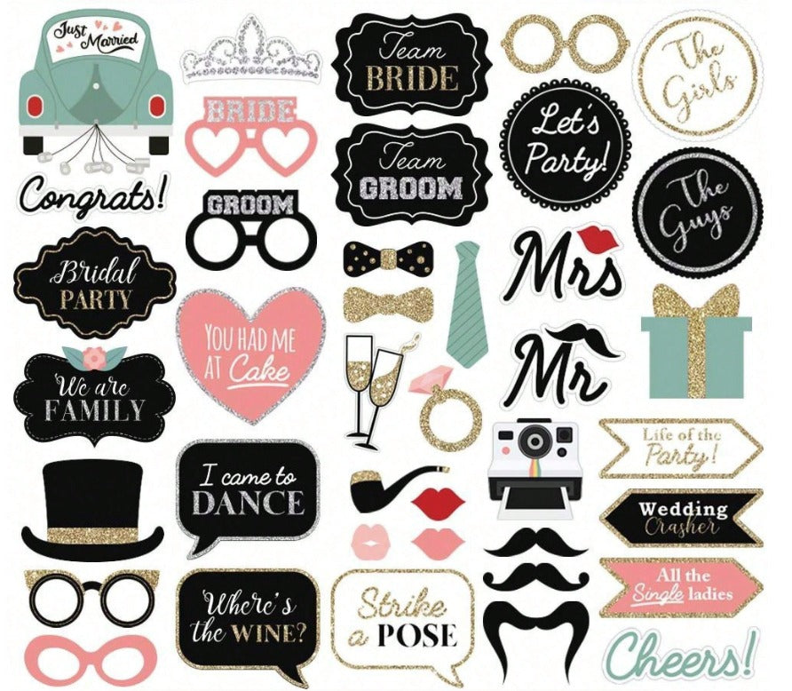 Photo Booth Props Suitable For Bridal Shower, Engagement Party,  Wedding Party Photo Booth Props