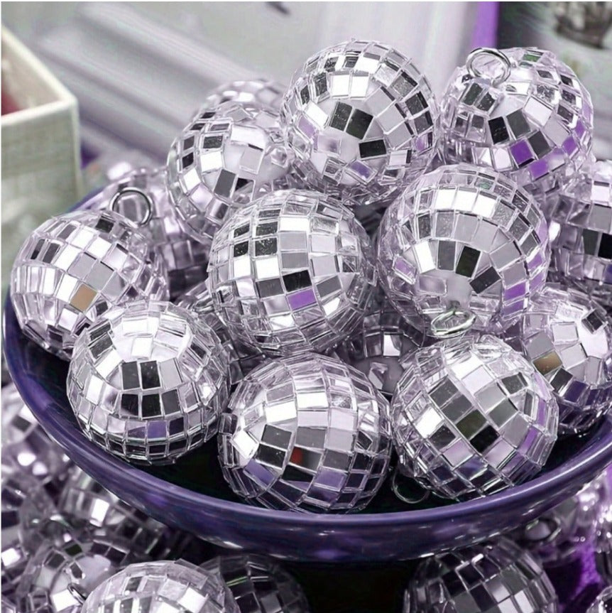 30pcs Mirror Mini Disco Ball Hanging Decor Reflective Balls, Suitable For 70s Disco