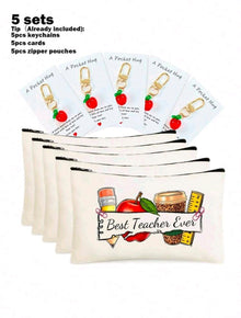 5 sets of teachers day pouch with key chain in card