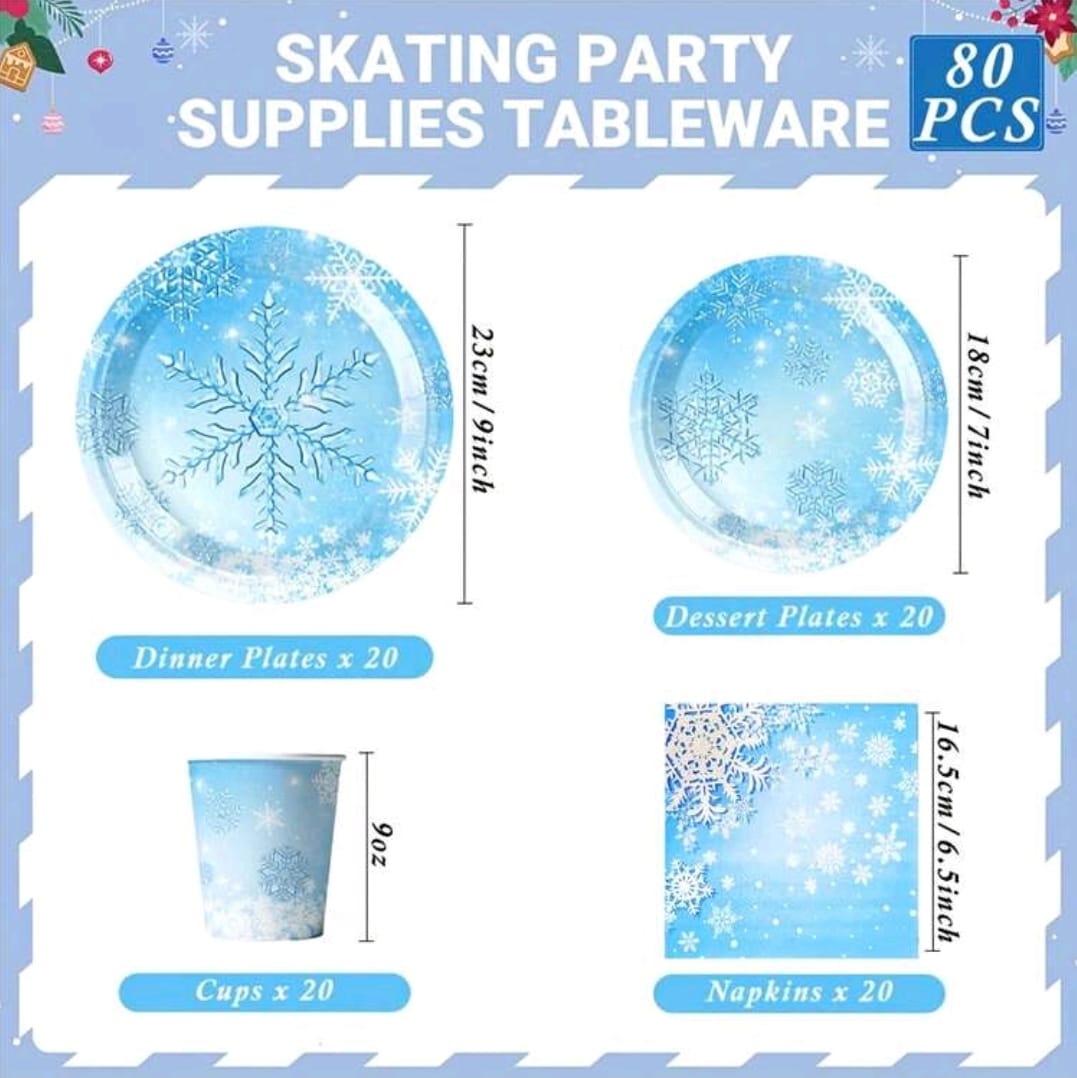 Frozen theme snowflake plate cup set tableware serves 20