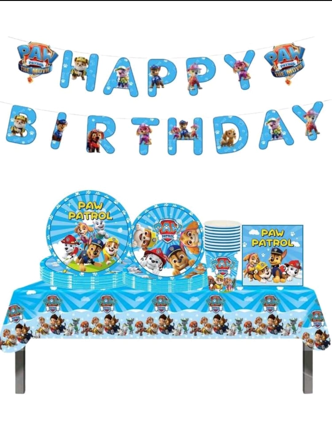 Paw patrol birthday plate cup set 52 pcs serves 10