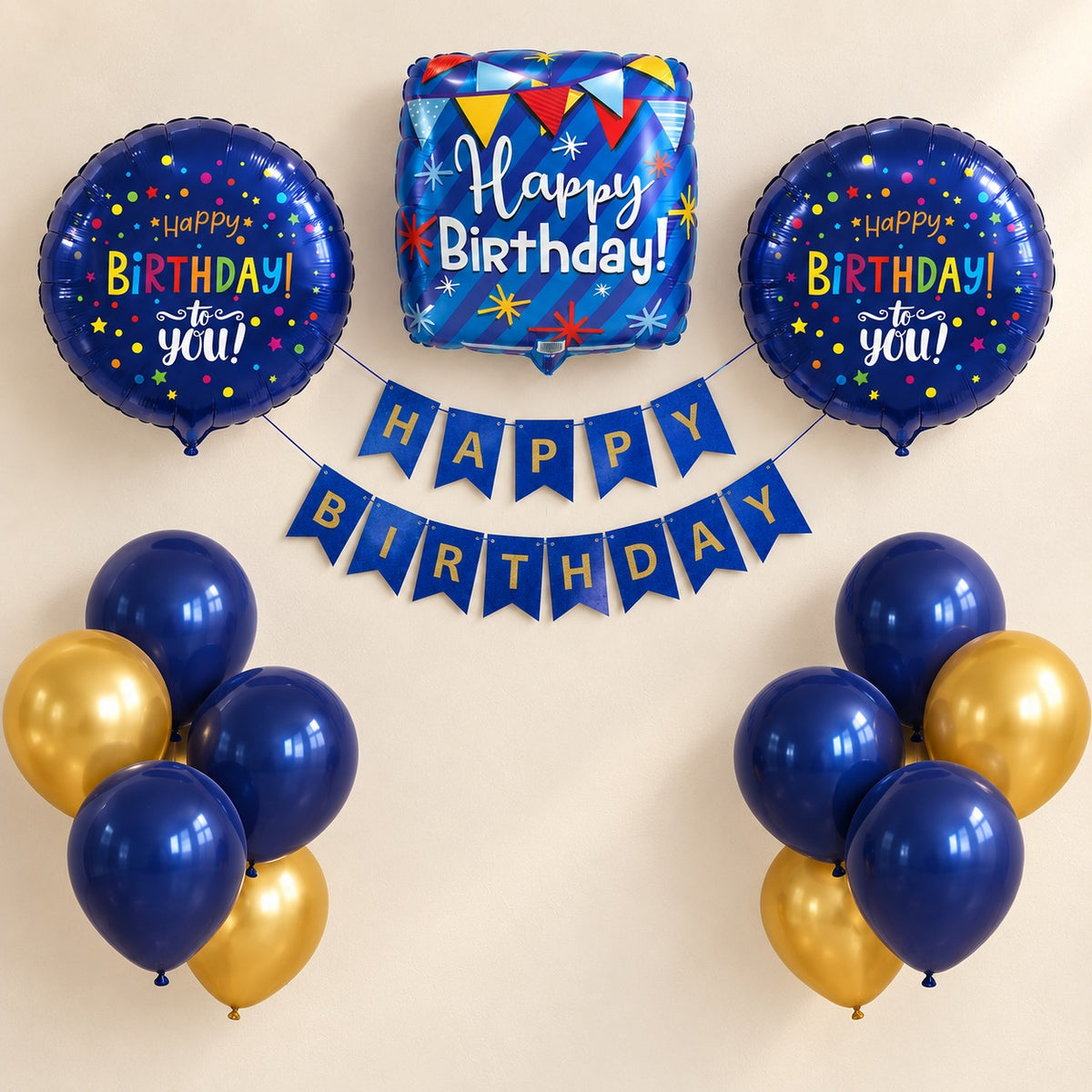 blue birthday decoration set