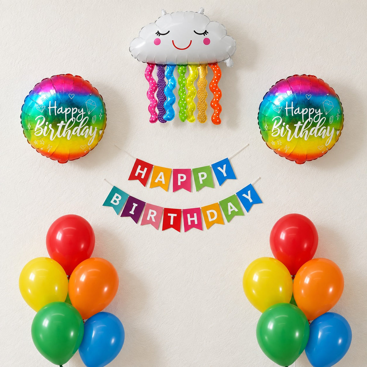 Colorful rainbow mini birthday decoration set