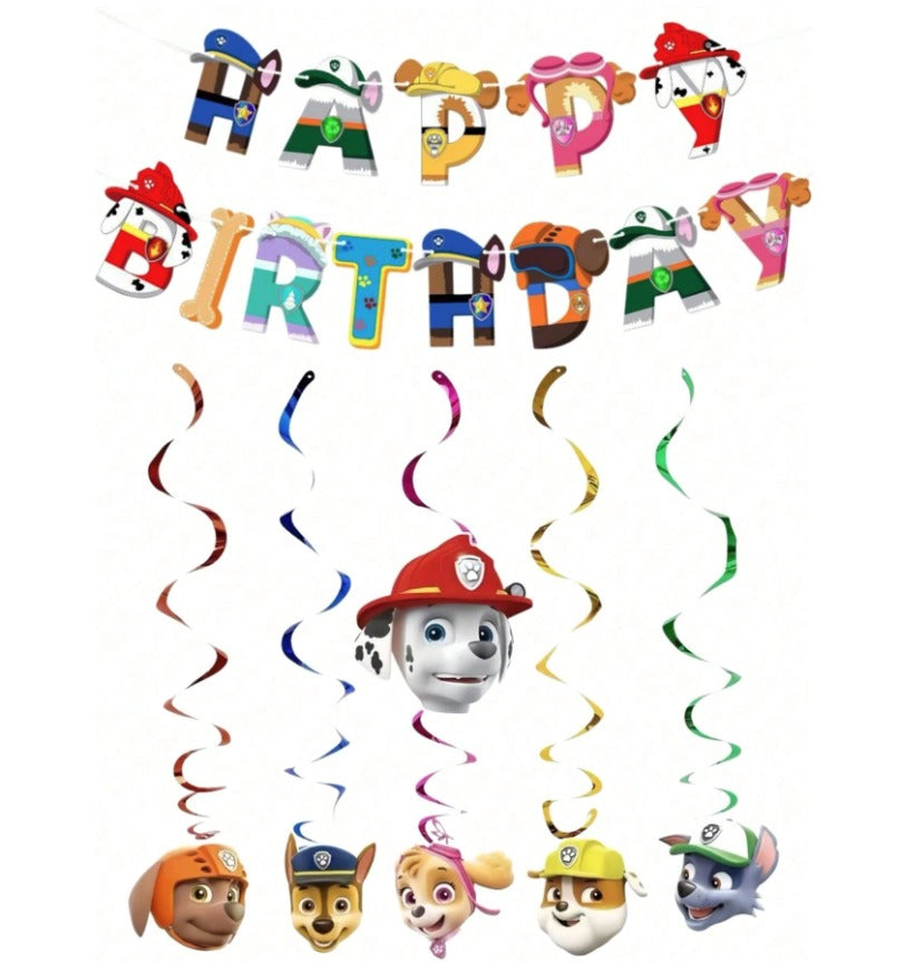 Paw patrol banner with spiral hanging
