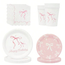 80pcs white bow plate sup tableware set serves 20