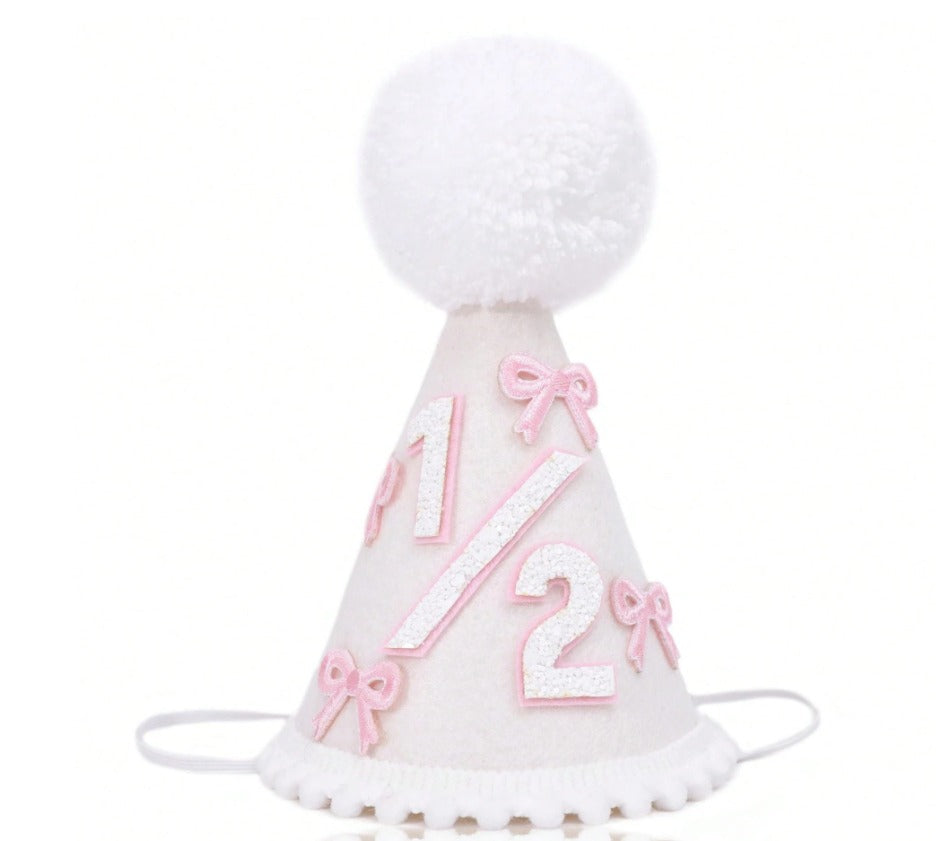 Half birthday bow cone hat