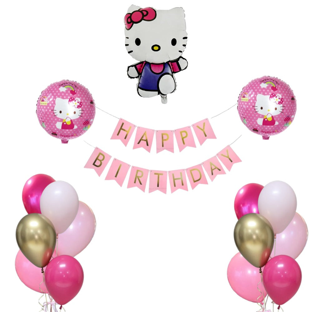 Hello kitty purple birthday decoration set