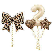 Leopard print bow foil helium balloon with digit