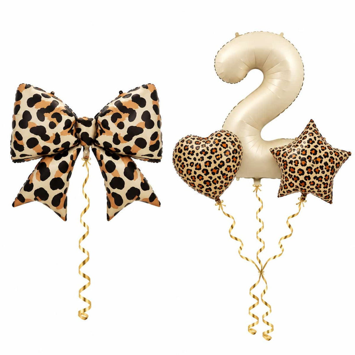 Leopard print bow foil helium balloon with digit