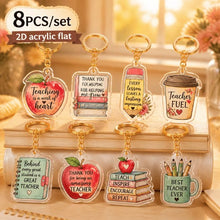 8 Colorful Inspirational Flat Acrylic Teacher's Day Keychains