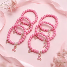 breast cancer awareness bracelets with charms 6pcs
