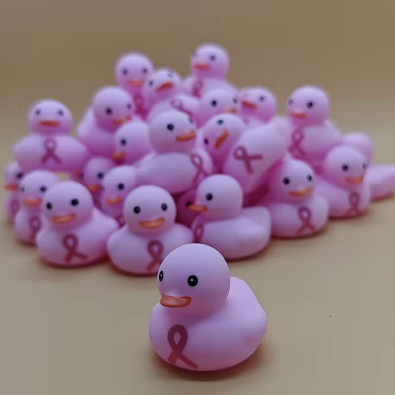 Breast cancer awareness October pink ribbon rubber duck [ no sound] 10pcs
