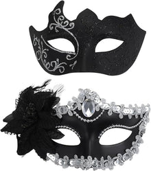 Black silver masquerade mask pair