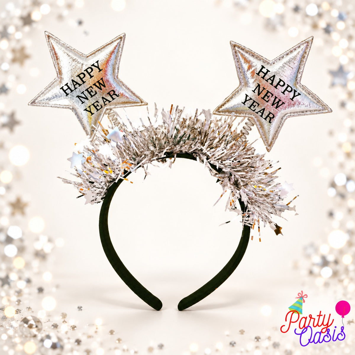 silver star happy new year headband 1 pc